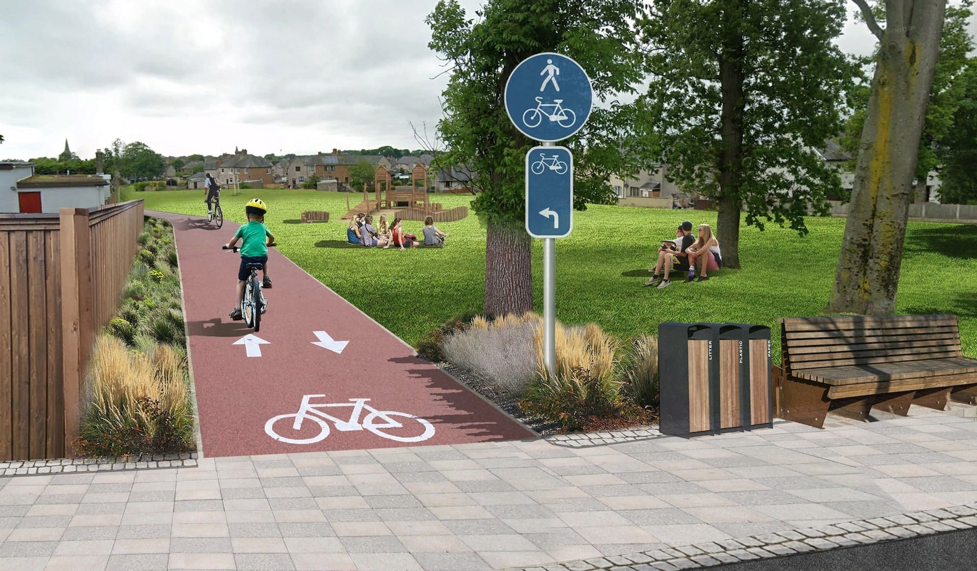 tgp-landscape-architects-annan-town-centre-6 Annan Newington Park, view from Social Club sketch-min